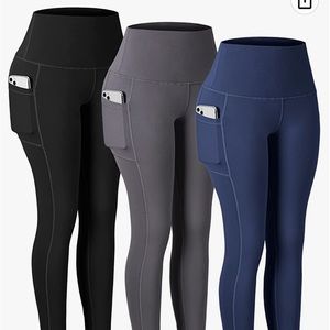 3 pack workout leggings with side pockets